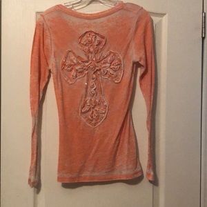 Velvet Stone long sleeve V neck top